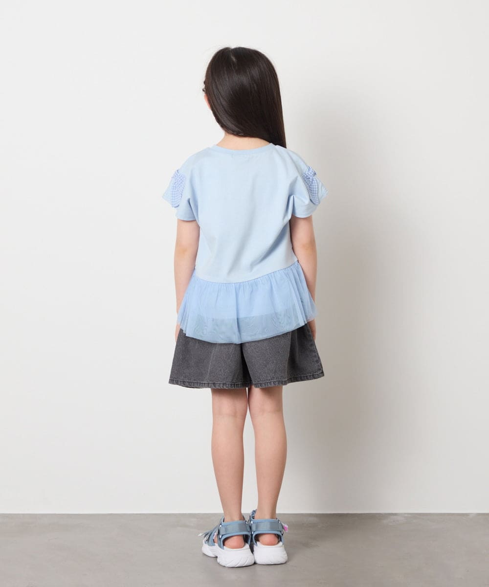 KJLGA22029 a.v.v KIDS(アー・ヴェ・ヴェ) [100-130]【接触冷感/ジメジメ対策】デニムタックキュロット ダークグレー