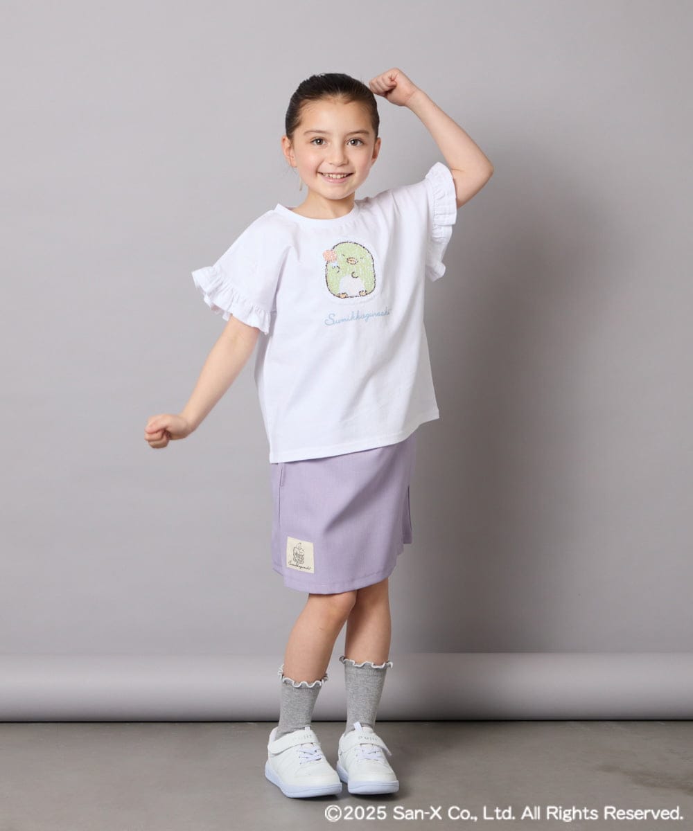 KJLGA80034 a.v.v KIDS(アー・ヴェ・ヴェ) [100-140]すみっコぐらしネーム風ワッペン付きキュロット ラベンダー