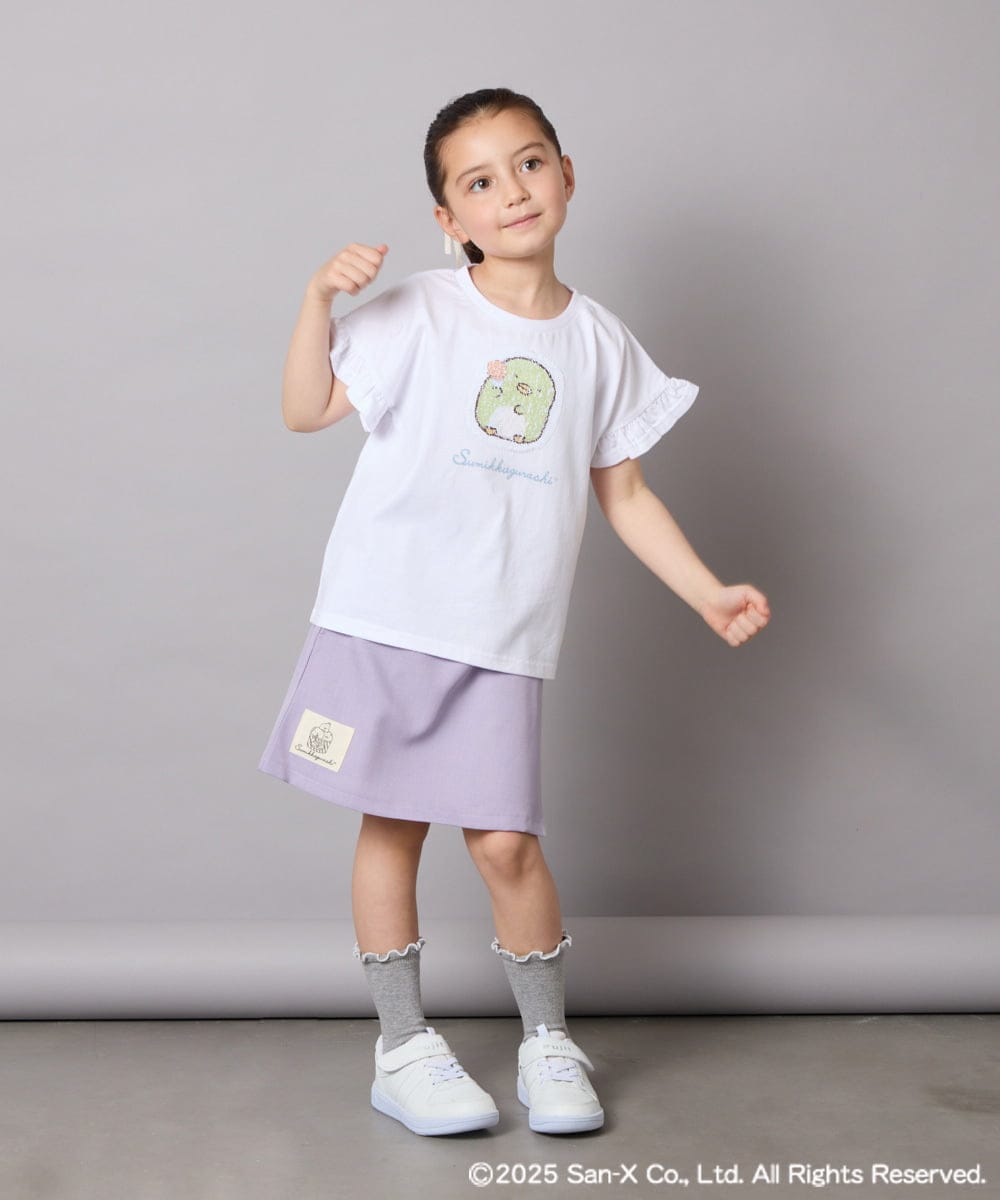 KJLGA80034 a.v.v KIDS(アー・ヴェ・ヴェ) [100-140]すみっコぐらしネーム風ワッペン付きキュロット ラベンダー