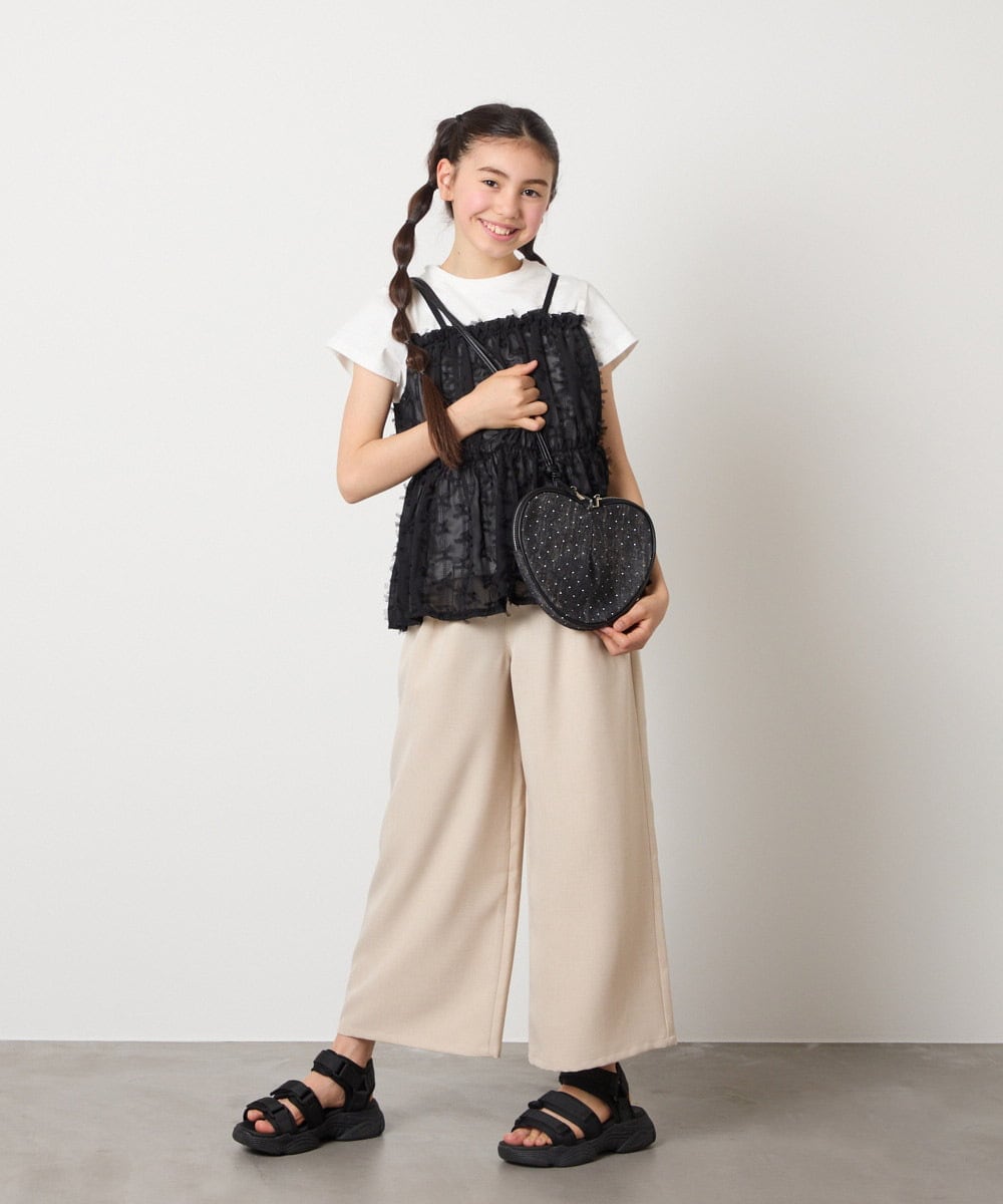 KJLGB21044 a.v.v KIDS(アー・ヴェ・ヴェ) [140-150]サス付きワイドパンツ ベージュ