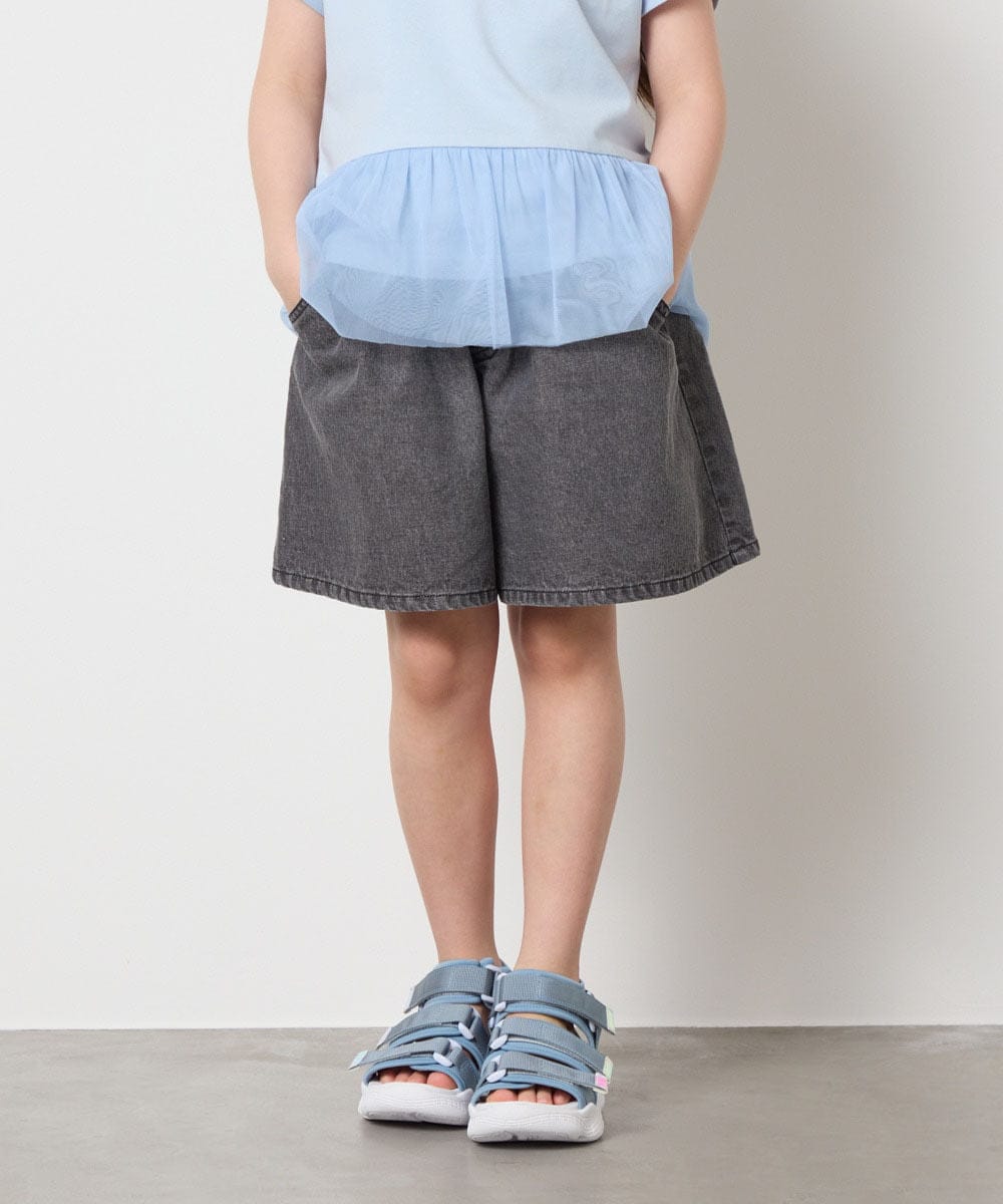 KJLGC22039 a.v.v KIDS(アー・ヴェ・ヴェ) [160]【接触冷感】デニムタックキュロット ライトブルー