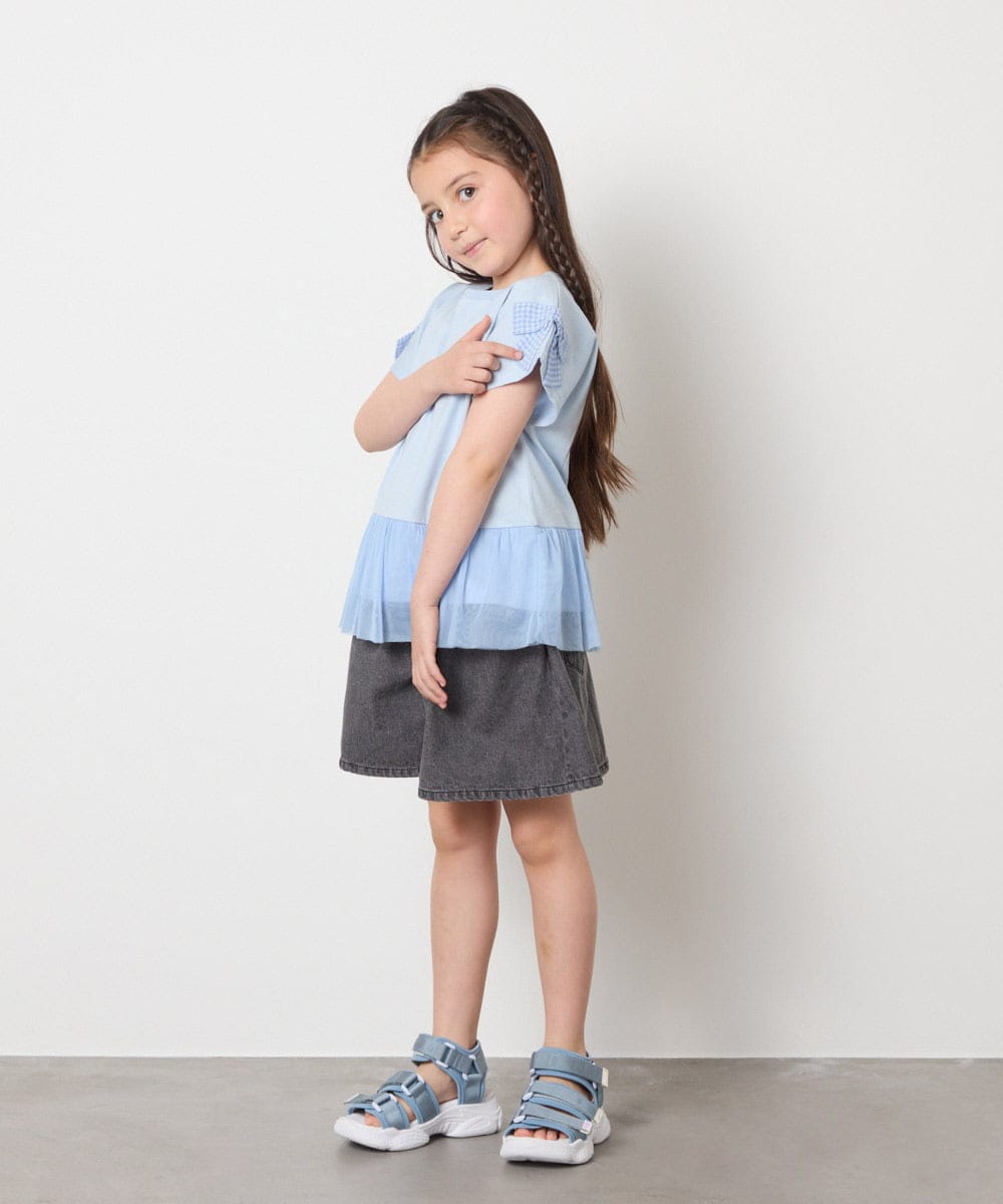 KJLGC22039 a.v.v KIDS(アー・ヴェ・ヴェ) [160]【接触冷感】デニムタックキュロット ライトブルー