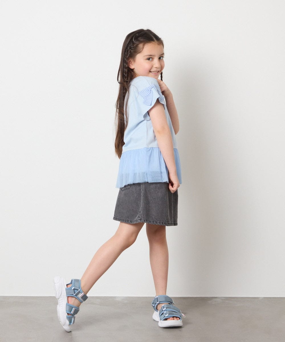 KJLGC22039 a.v.v KIDS(アー・ヴェ・ヴェ) [160]【接触冷感】デニムタックキュロット ライトブルー