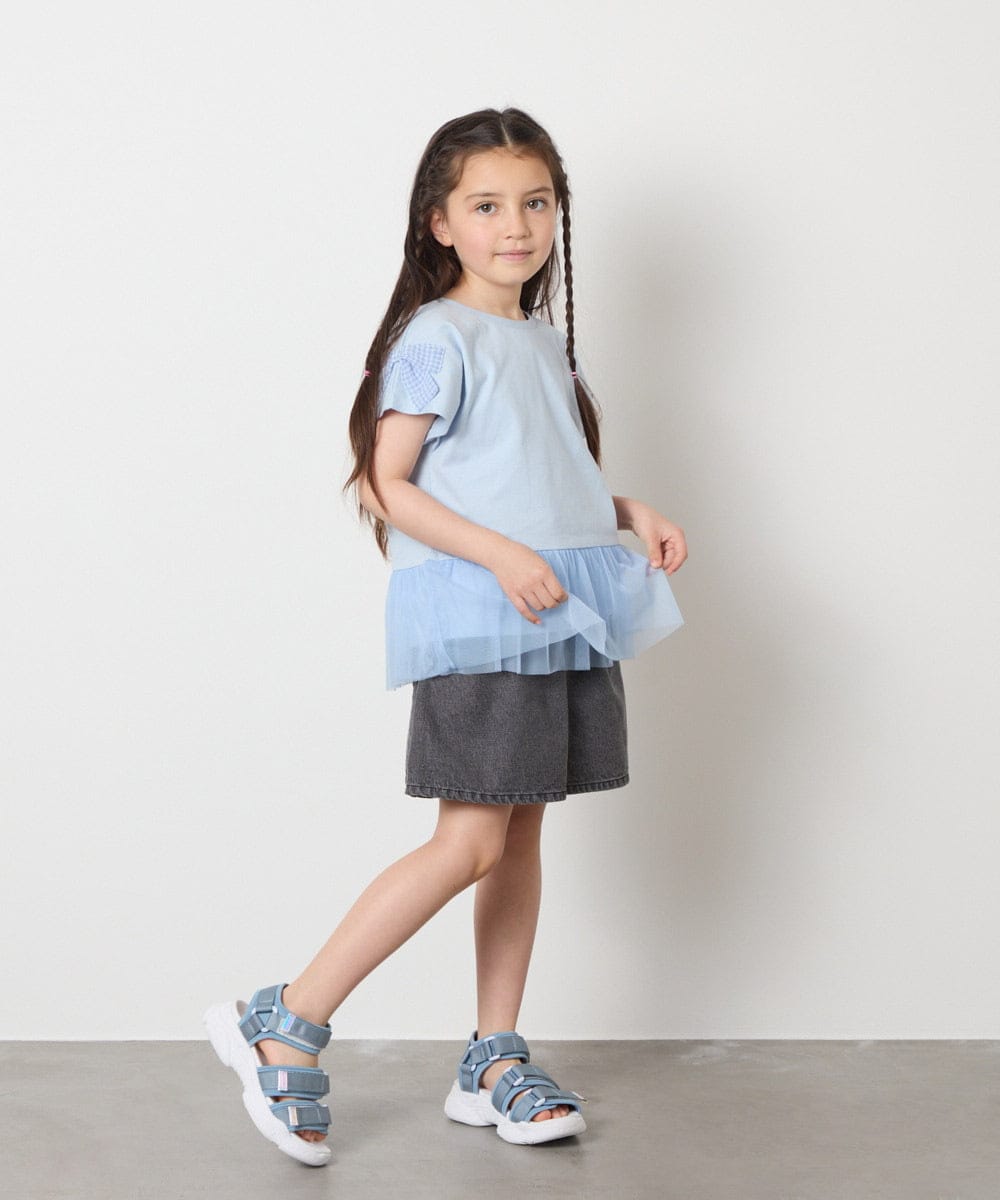 KJLGC22039 a.v.v KIDS(アー・ヴェ・ヴェ) [160]【接触冷感】デニムタックキュロット ライトブルー