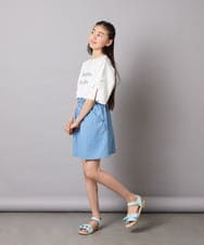 KJLGC22039 a.v.v KIDS(アー・ヴェ・ヴェ) [160]【接触冷感】デニムタックキュロット ライトブルー
