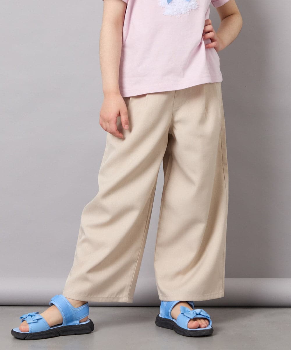 KJLGD01044 a.v.v KIDS(アー・ヴェ・ヴェ) [120-160]【接触冷感】麻調サス付きワイドパンツ ベージュ