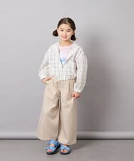 KJLGD01044 a.v.v KIDS(アー・ヴェ・ヴェ) [120-160]【接触冷感】麻調サス付きワイドパンツ ベージュ