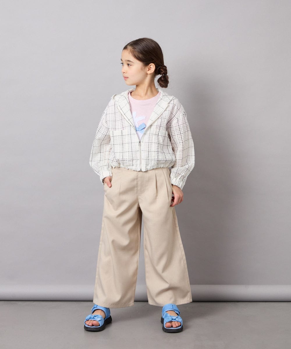 KJLGD01044 a.v.v KIDS(アー・ヴェ・ヴェ) [120-160]【接触冷感】麻調サス付きワイドパンツ ベージュ