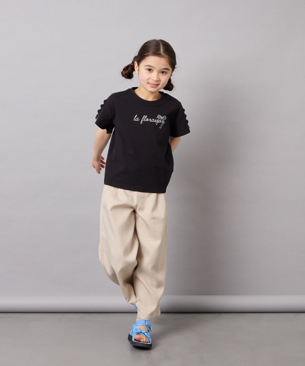 KJLGD01044 a.v.v KIDS(アー・ヴェ・ヴェ) [120-160]【接触冷感】麻調サス付きワイドパンツ ベージュ
