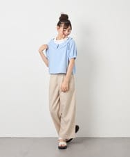 KJLGD01044 a.v.v KIDS(アー・ヴェ・ヴェ) [120-160]【接触冷感】麻調サス付きワイドパンツ ベージュ