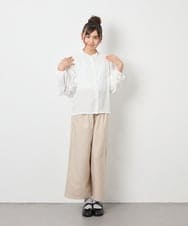 KJLGD01044 a.v.v KIDS(アー・ヴェ・ヴェ) [120-160]【接触冷感】麻調サス付きワイドパンツ ベージュ