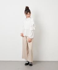 KJLGD01044 a.v.v KIDS(アー・ヴェ・ヴェ) [120-160]【接触冷感】麻調サス付きワイドパンツ ベージュ
