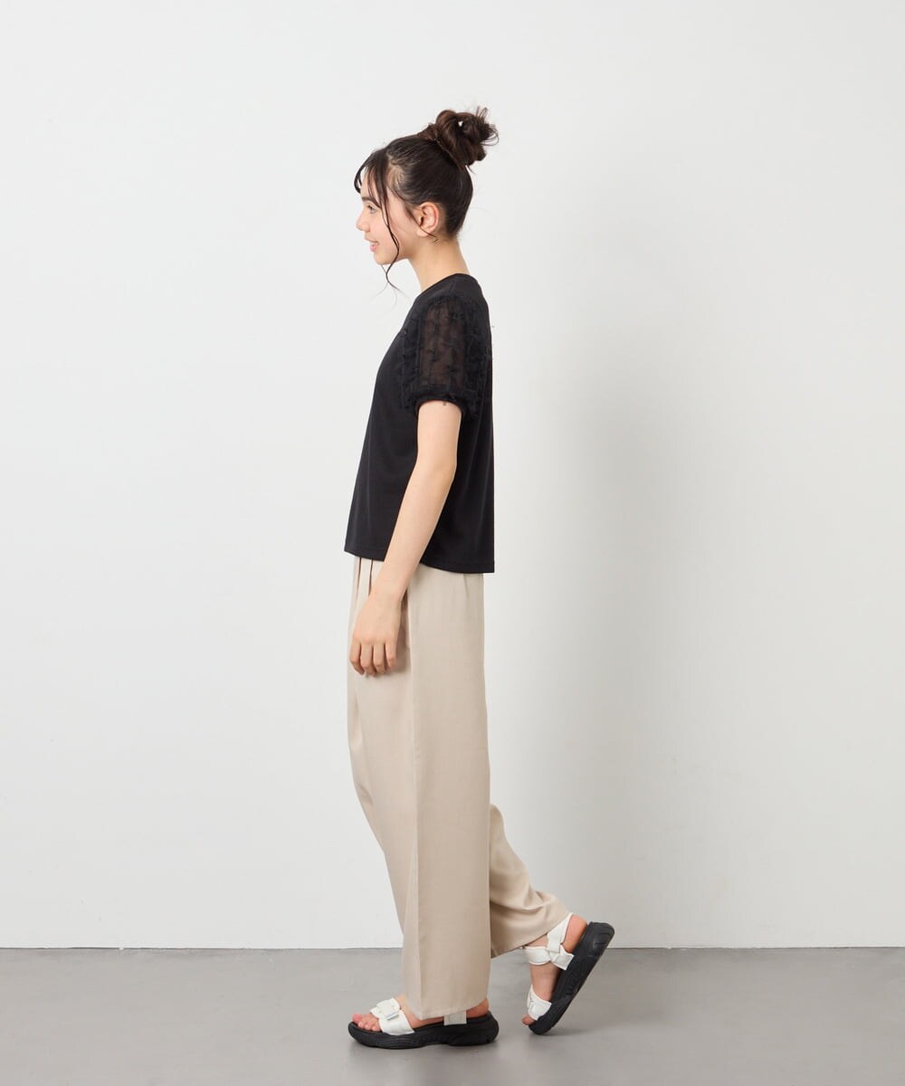 KJLGD01044 a.v.v KIDS(アー・ヴェ・ヴェ) [120-160]【接触冷感】麻調サス付きワイドパンツ ベージュ