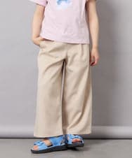 KJLGD01044 a.v.v KIDS(アー・ヴェ・ヴェ) [120-160]【接触冷感】麻調サス付きワイドパンツ ベージュ