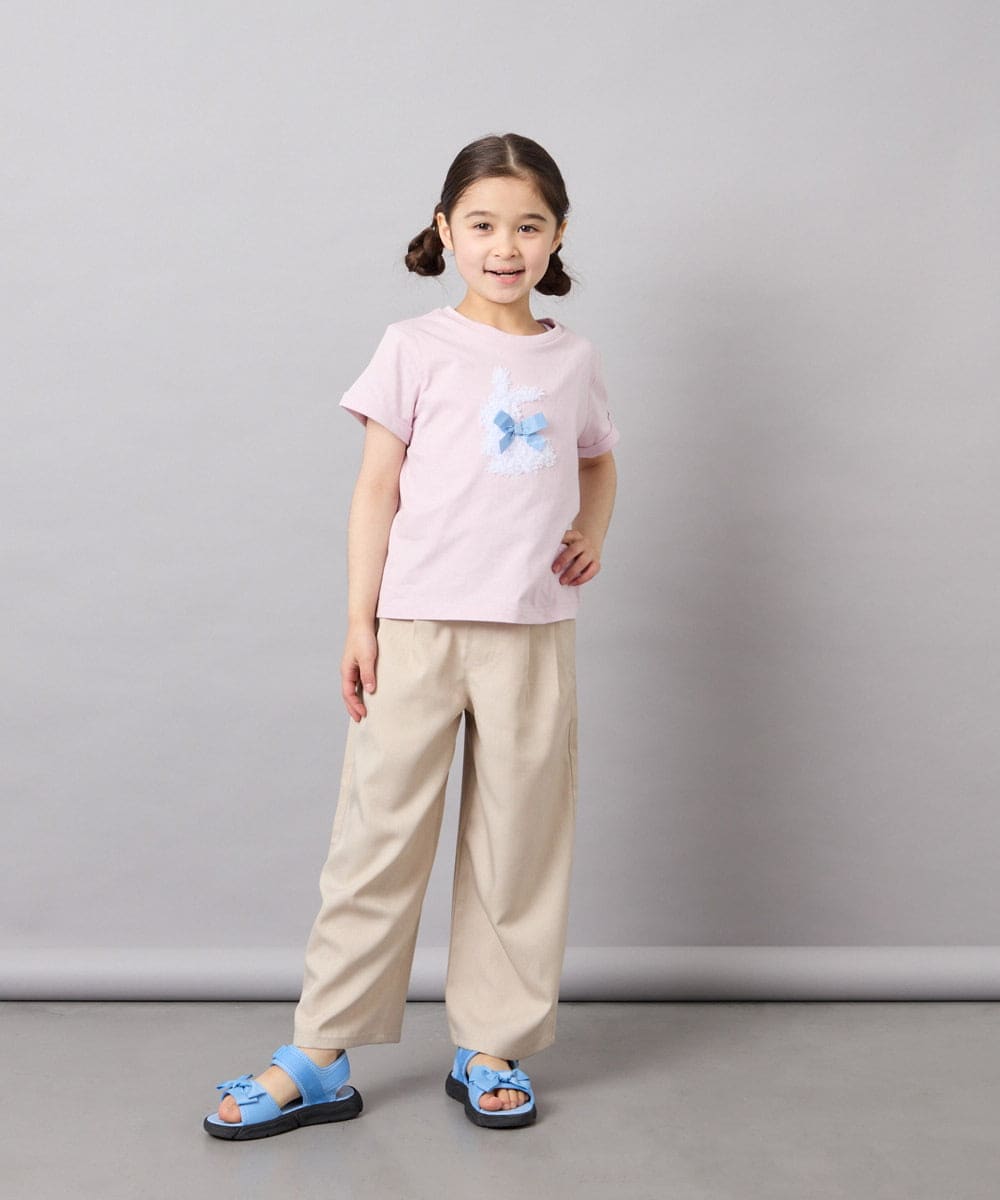 KJLGD01044 a.v.v KIDS(アー・ヴェ・ヴェ) [120-160]【接触冷感】麻調サス付きワイドパンツ ベージュ