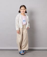 KJLGD01044 a.v.v KIDS(アー・ヴェ・ヴェ) [120-160]【接触冷感】麻調サス付きワイドパンツ ベージュ