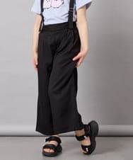 KJLGD01044 a.v.v KIDS(アー・ヴェ・ヴェ) [120-160]【接触冷感】麻調サス付きワイドパンツ ブラック