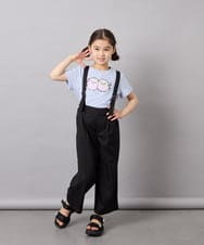 KJLGD01044 a.v.v KIDS(アー・ヴェ・ヴェ) [120-160]【接触冷感】麻調サス付きワイドパンツ ブラック