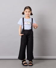 KJLGD01044 a.v.v KIDS(アー・ヴェ・ヴェ) [120-160]【接触冷感】麻調サス付きワイドパンツ ブラック