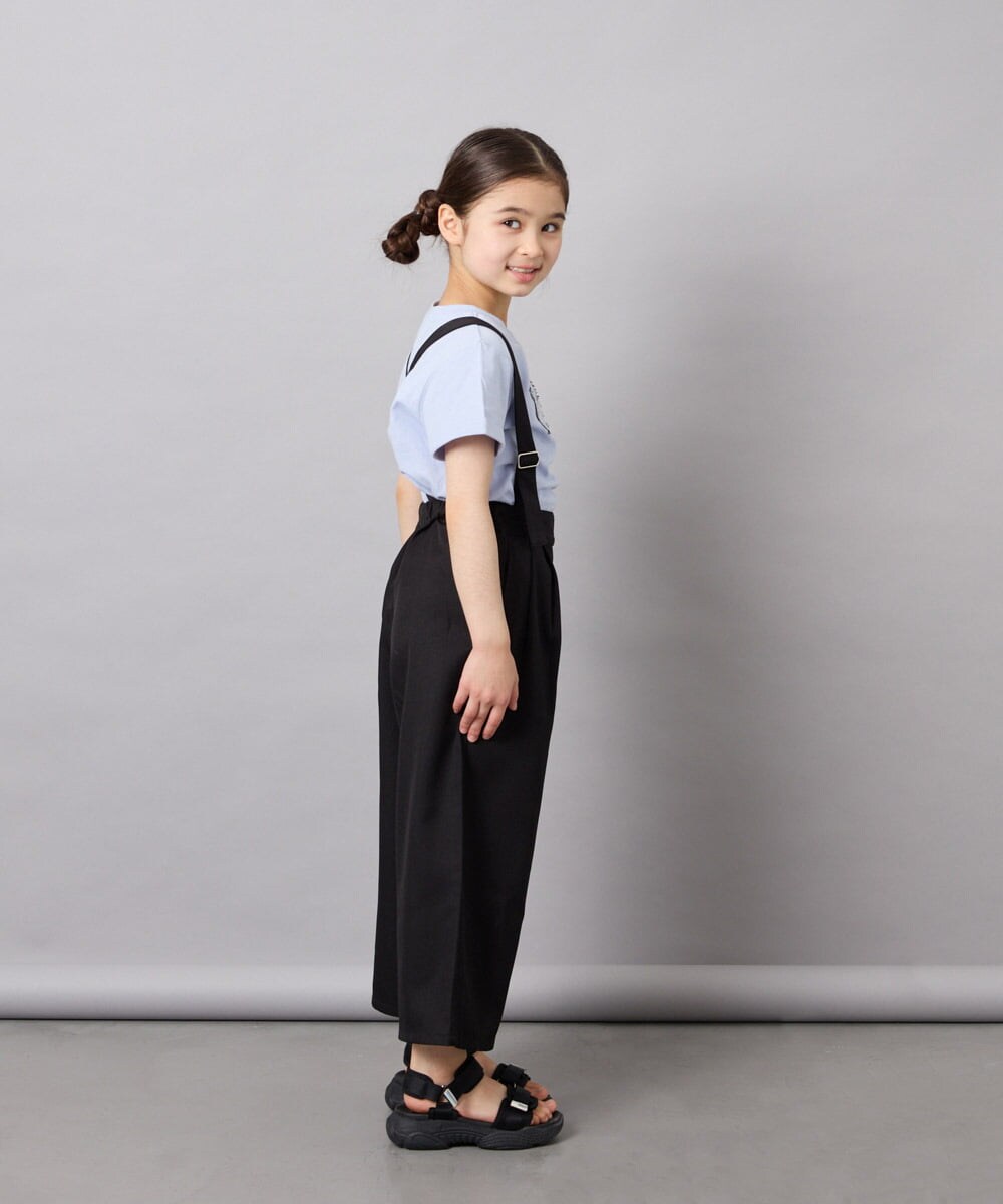 KJLGD01044 a.v.v KIDS(アー・ヴェ・ヴェ) [120-160]【接触冷感】麻調サス付きワイドパンツ ブラック
