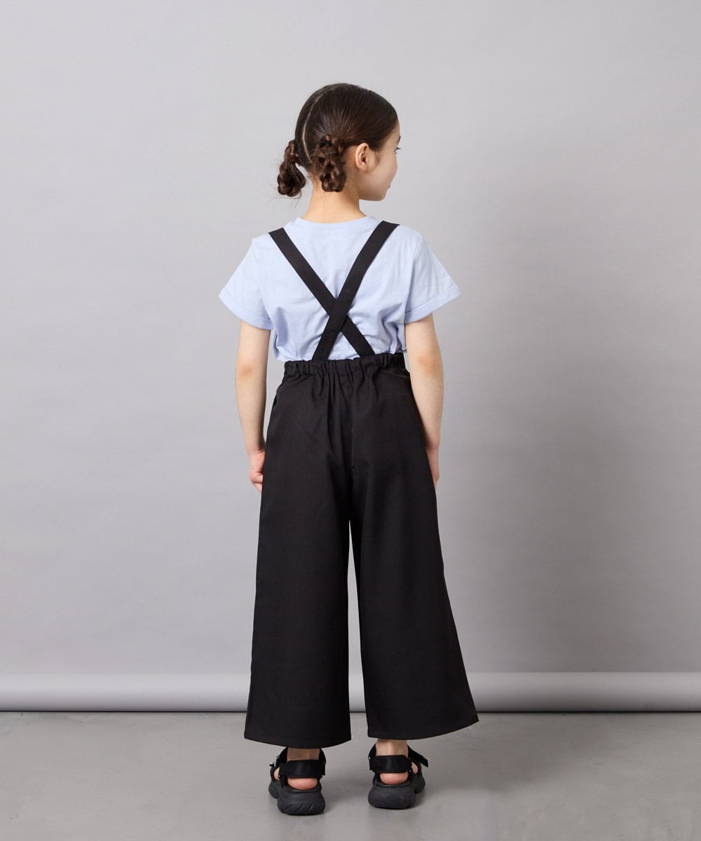KJLGD01044 a.v.v KIDS(アー・ヴェ・ヴェ) [120-160]【接触冷感】麻調サス付きワイドパンツ ブラック