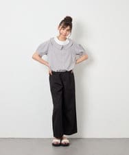 KJLGD01044 a.v.v KIDS(アー・ヴェ・ヴェ) [120-160]【接触冷感】麻調サス付きワイドパンツ ブラック