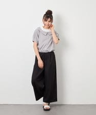 KJLGD01044 a.v.v KIDS(アー・ヴェ・ヴェ) [120-160]【接触冷感】麻調サス付きワイドパンツ ブラック
