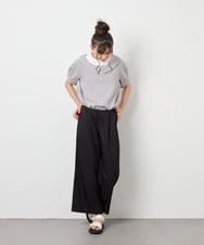 KJLGD01044 a.v.v KIDS(アー・ヴェ・ヴェ) [120-160]【接触冷感】麻調サス付きワイドパンツ ブラック