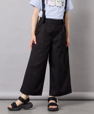 KJLGD01044 a.v.v KIDS(アー・ヴェ・ヴェ) [120-160]【接触冷感】麻調サス付きワイドパンツ ブラック