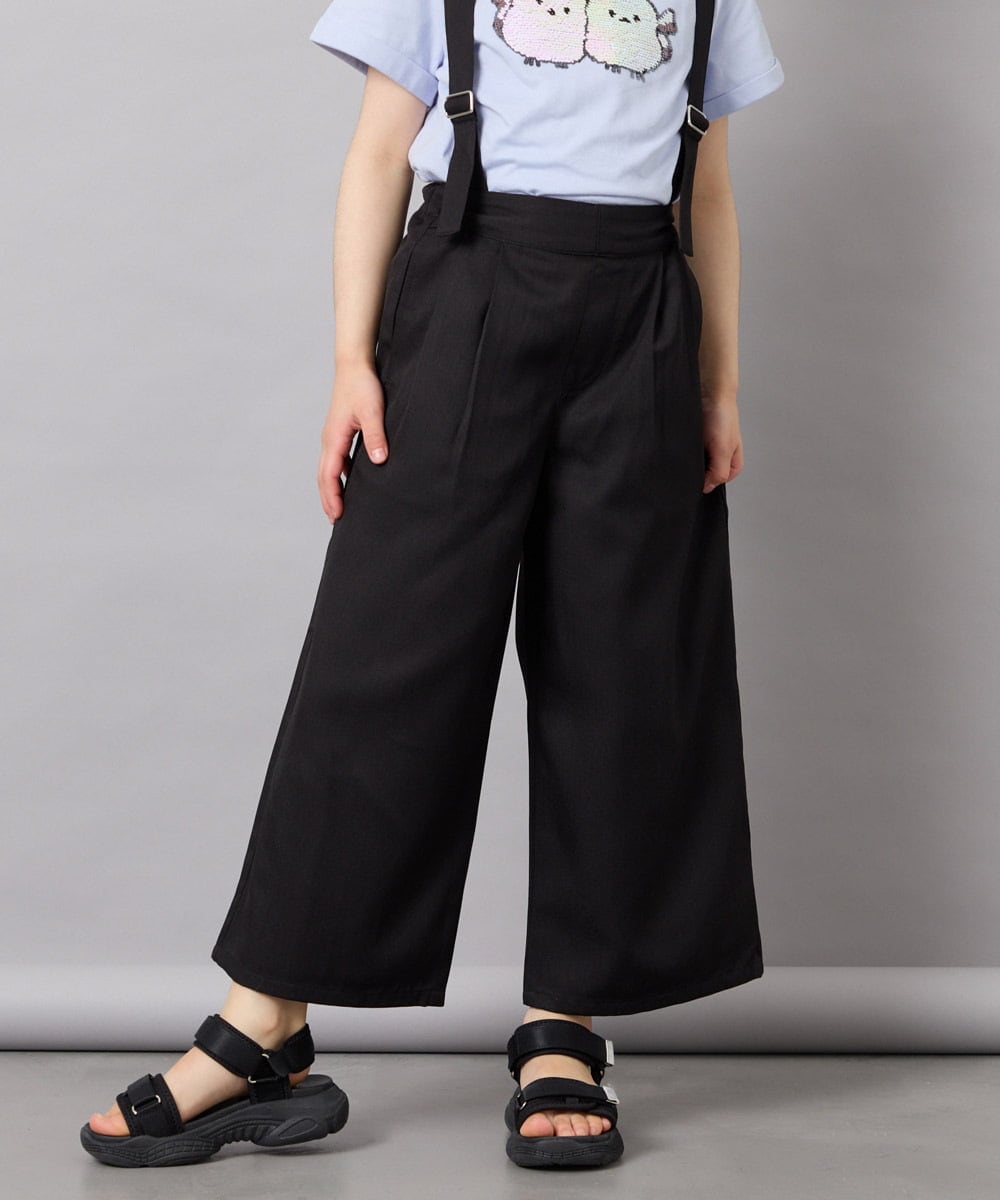 KJLGD01044 a.v.v KIDS(アー・ヴェ・ヴェ) [120-160]【接触冷感】麻調サス付きワイドパンツ ブラック