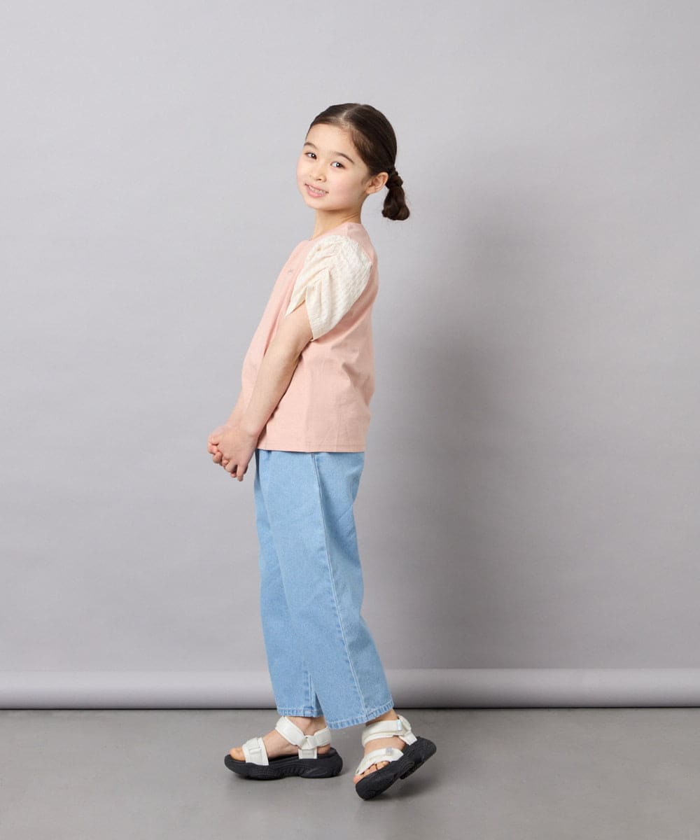 KJLGD02039 a.v.v KIDS(アー・ヴェ・ヴェ) [120-160]【接触冷感/綿100％】サス付きテーパードパンツ ライトブルー