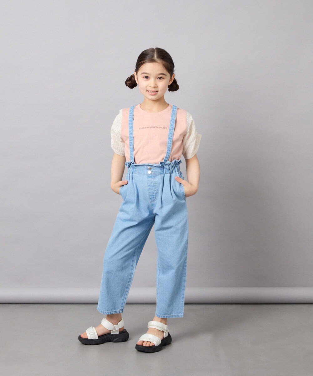 KJLGD02039 a.v.v KIDS(アー・ヴェ・ヴェ) [120-160]【接触冷感/綿100％】サス付きテーパードパンツ ライトブルー