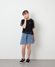 KJLGD57035 a.v.v KIDS(アー・ヴェ・ヴェ) [130-160]【接触冷感/綿100％】ケミカルデニムキュロット ブルー