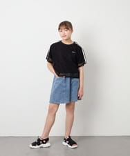 KJLGD57035 a.v.v KIDS(アー・ヴェ・ヴェ) [130-160]【接触冷感/綿100％】ケミカルデニムキュロット ブルー