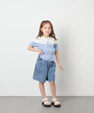 KJLGD57035 a.v.v KIDS(アー・ヴェ・ヴェ) [130-160]【接触冷感/綿100％】ケミカルデニムキュロット ブルー