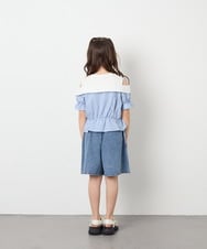 KJLGD57035 a.v.v KIDS(アー・ヴェ・ヴェ) [130-160]【接触冷感/綿100％】ケミカルデニムキュロット ブルー