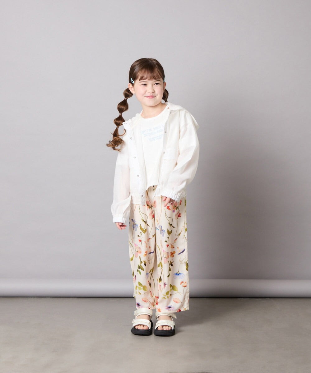KJLGD63044 a.v.v KIDS(アー・ヴェ・ヴェ) [120-150]【ママとお揃いコーデが叶う】フラワープリントワイドパンツ アイボリー