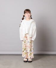 KJLGD63044 a.v.v KIDS(アー・ヴェ・ヴェ) [120-150]【ママとお揃いコーデが叶う】フラワープリントワイドパンツ アイボリー