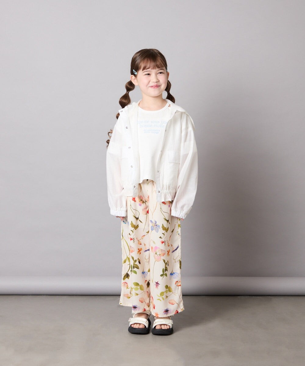KJLGD63044 a.v.v KIDS(アー・ヴェ・ヴェ) [120-150]【ママとお揃いコーデが叶う】フラワープリントワイドパンツ アイボリー