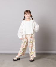 KJLGD63044 a.v.v KIDS(アー・ヴェ・ヴェ) [120-150]【ママとお揃いコーデが叶う】フラワープリントワイドパンツ アイボリー