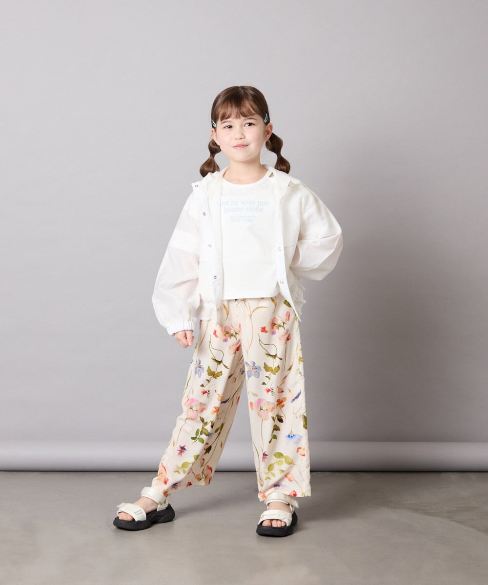 KJLGD63044 a.v.v KIDS(アー・ヴェ・ヴェ) [120-150]【ママとお揃いコーデが叶う】フラワープリントワイドパンツ アイボリー