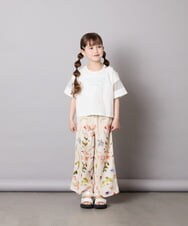 KJLGD63044 a.v.v KIDS(アー・ヴェ・ヴェ) [120-150]【ママとお揃いコーデが叶う】フラワープリントワイドパンツ アイボリー