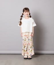 KJLGD63044 a.v.v KIDS(アー・ヴェ・ヴェ) [120-150]【ママとお揃いコーデが叶う】フラワープリントワイドパンツ アイボリー