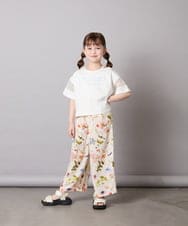 KJLGD63044 a.v.v KIDS(アー・ヴェ・ヴェ) [120-150]【ママとお揃いコーデが叶う】フラワープリントワイドパンツ アイボリー