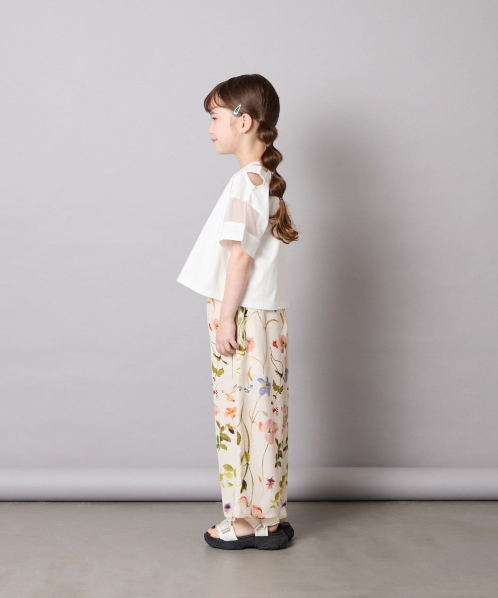 KJLGD63044 a.v.v KIDS(アー・ヴェ・ヴェ) [120-150]【ママとお揃いコーデが叶う】フラワープリントワイドパンツ アイボリー