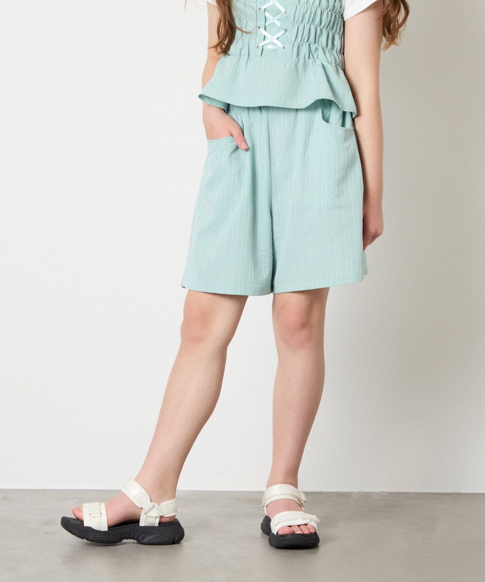 KJLGD68039 a.v.v KIDS(アー・ヴェ・ヴェ) [120-160]【セットアップ可能】タックショートパンツ グリーン