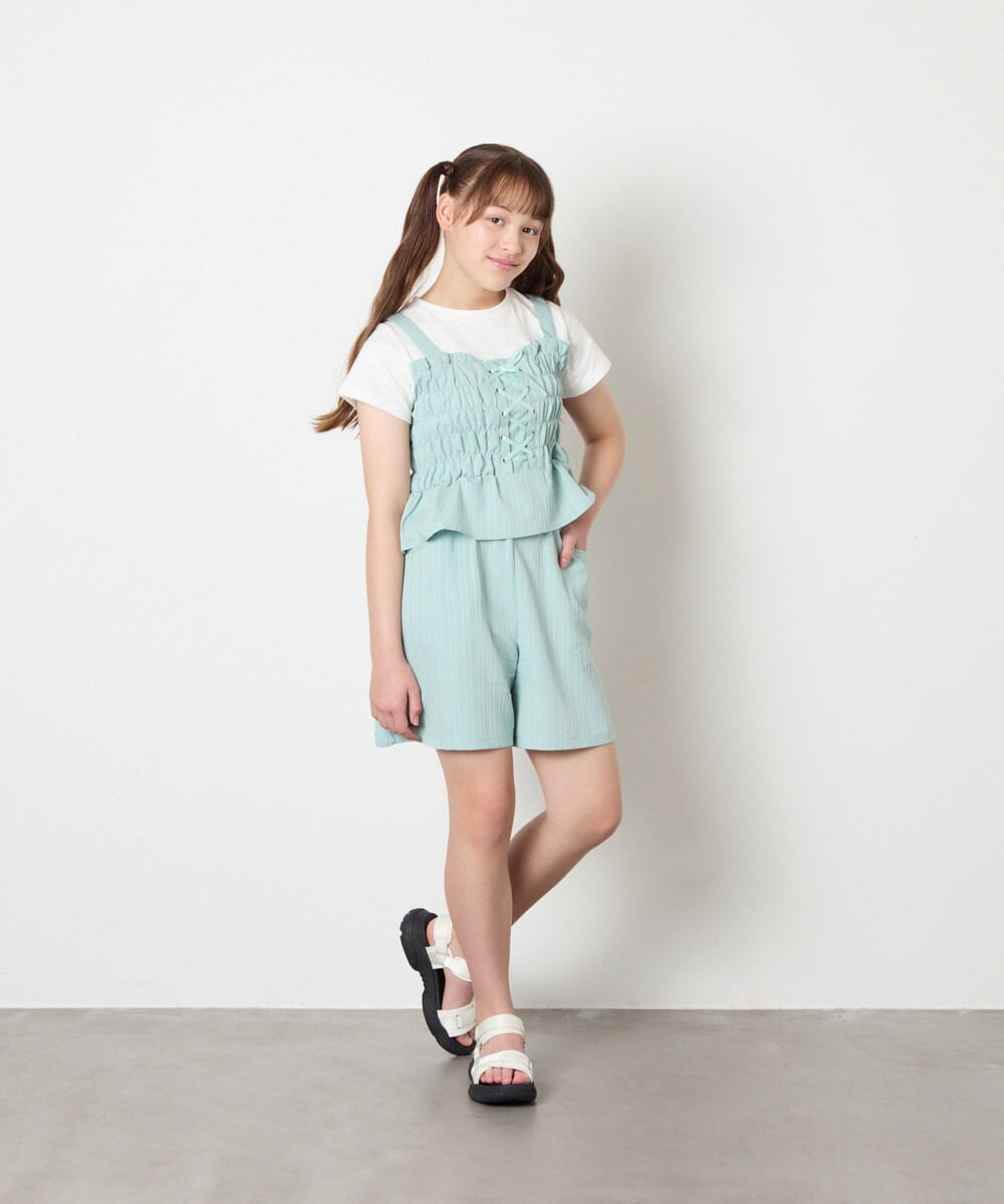 KJLGD68039 a.v.v KIDS(アー・ヴェ・ヴェ) [120-160]【セットアップ可能】タックショートパンツ グリーン