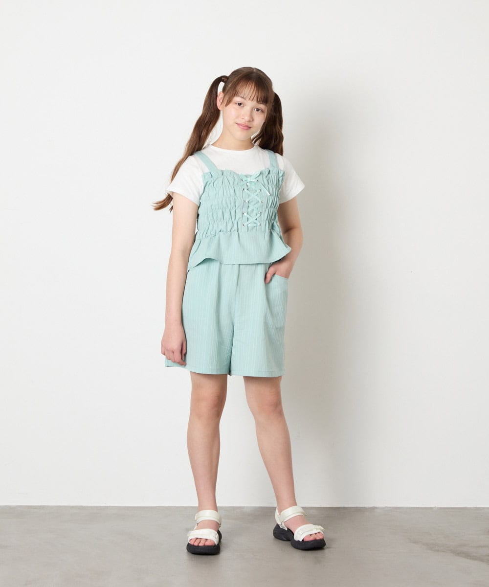 KJLGD68039 a.v.v KIDS(アー・ヴェ・ヴェ) [120-160]【セットアップ可能】タックショートパンツ グリーン