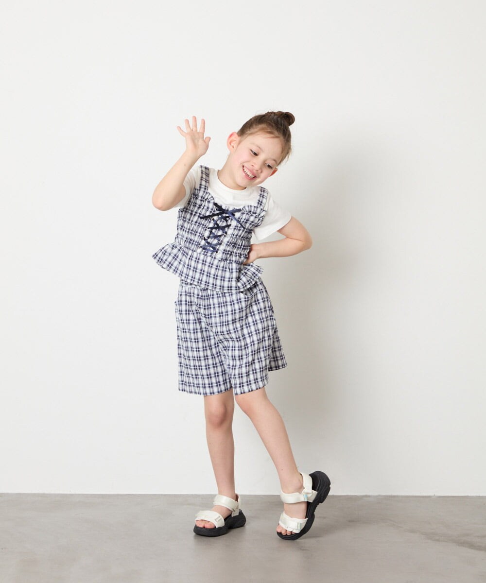 KJLGD68039 a.v.v KIDS(アー・ヴェ・ヴェ) [120-160]【セットアップ可能】タックショートパンツ ネイビー