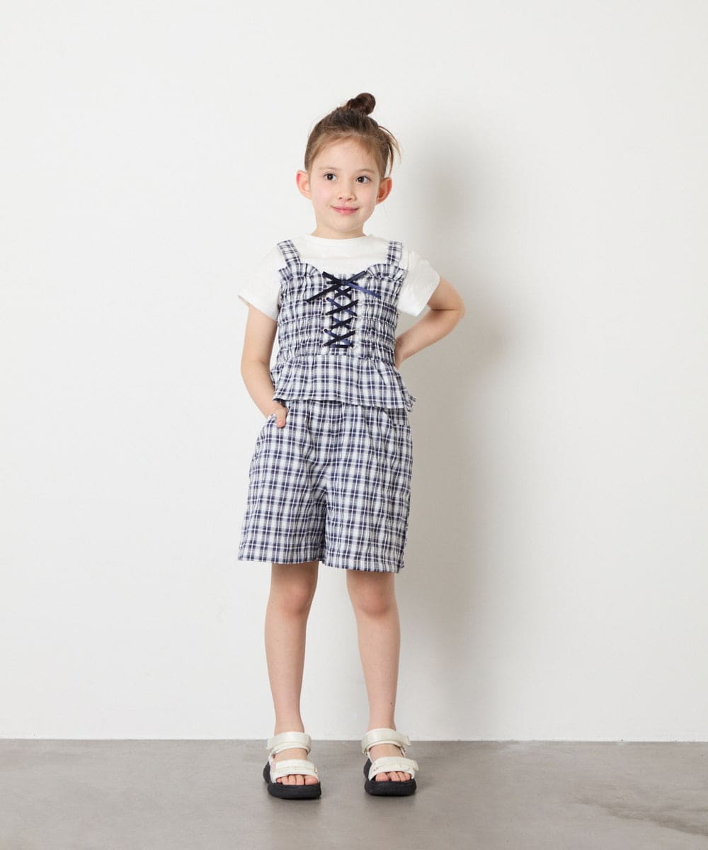 KJLGD68039 a.v.v KIDS(アー・ヴェ・ヴェ) [120-160]【セットアップ可能】タックショートパンツ ネイビー
